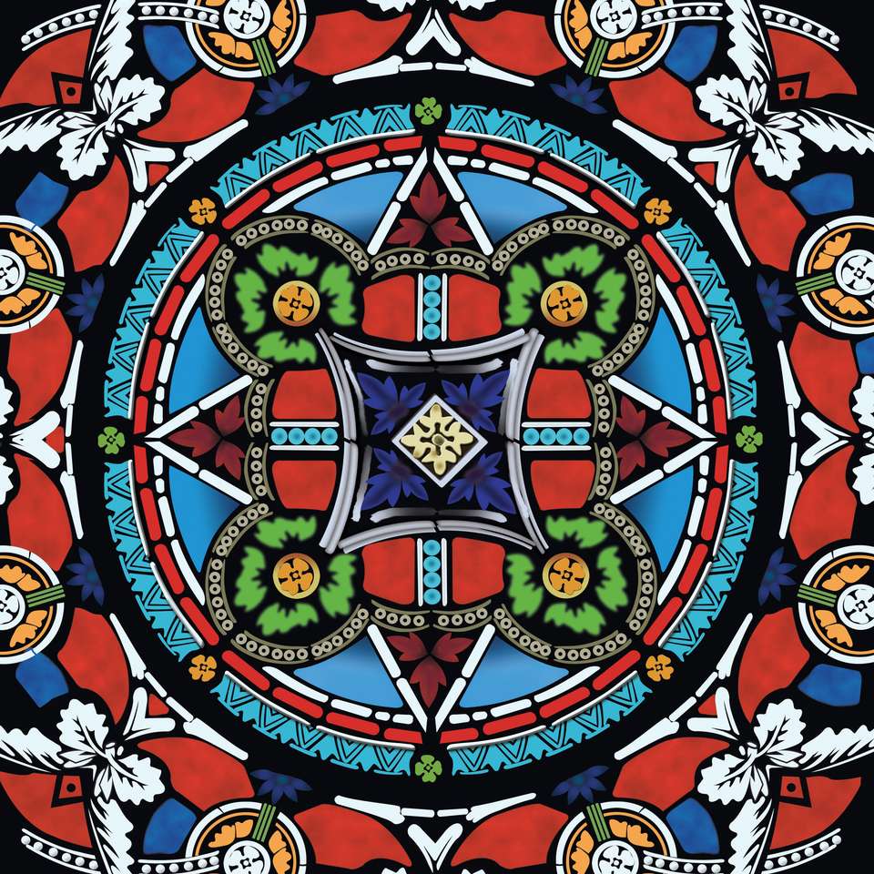 Fundo de mosaico, vitral, ornamento colorido puzzle online a partir de fotografia