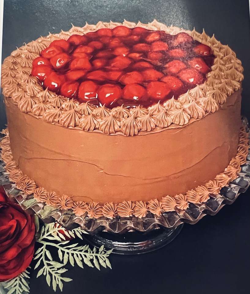 Шоколадно-вишневый торт Рози пазл онлайн из фото
