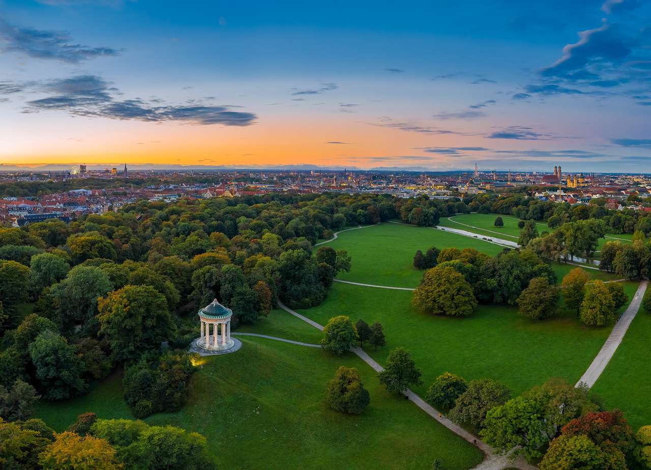 Engelska trädgården i München pussel online från foto