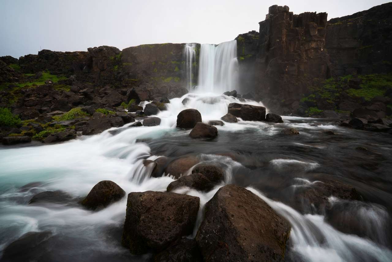 Oxararfoss-waterval in Nationaal Park Thingvellir online puzzel
