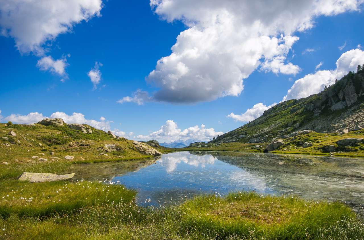Bombaselská jezera v dolomitech Trentino, Itálie puzzle online z fotografie