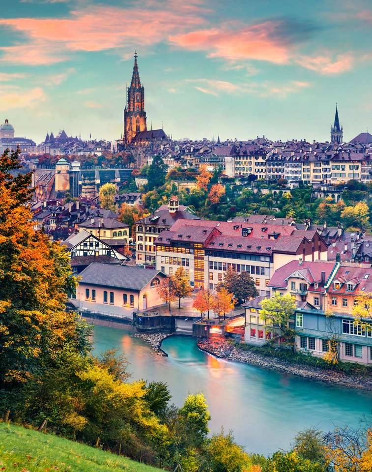 Tolles morgendliches Stadtbild von Bern Online-Puzzle