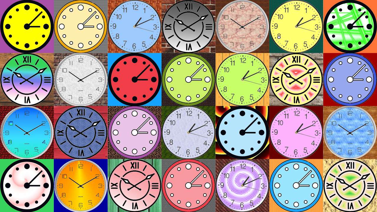 Horloges colorées puzzle en ligne