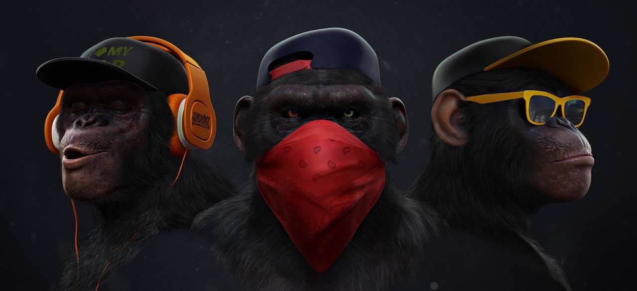 scimmie gangsta puzzle online da foto