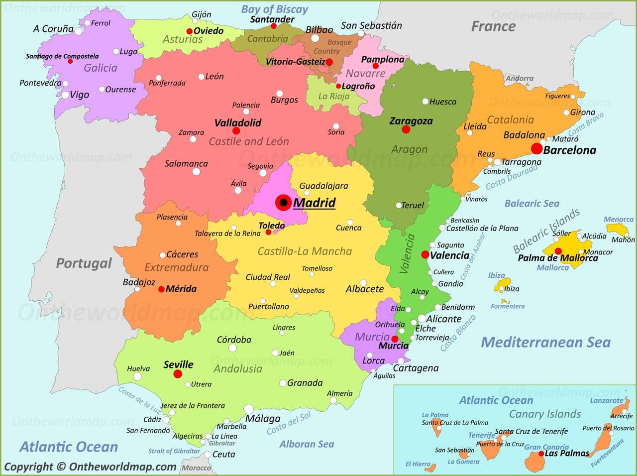 Harta Spaniei puzzle online din fotografie