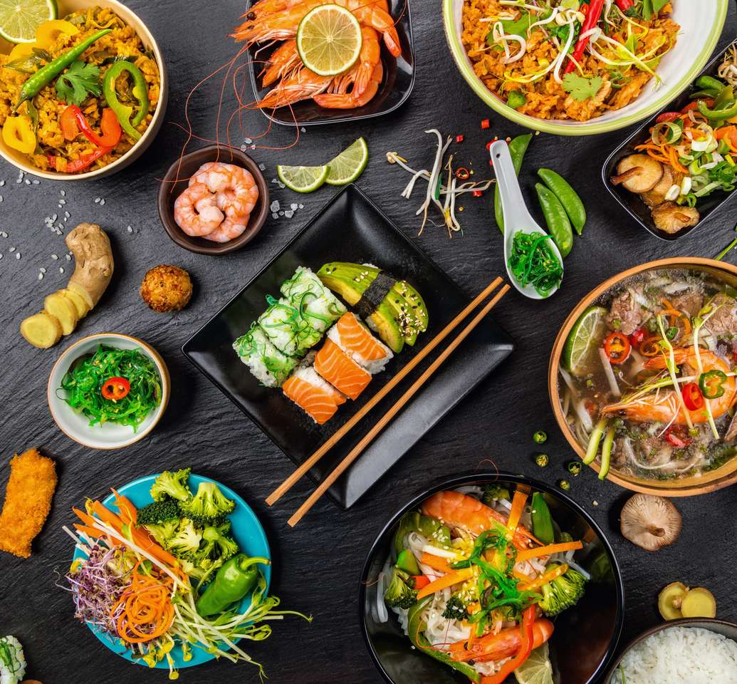 Asian cuisine puzzle online from photo