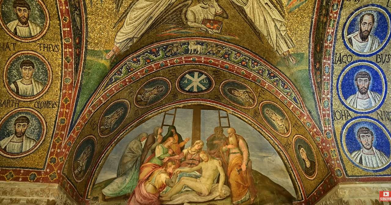 Jesus And Apostles Mosaic Tiles Vaulted Ceiling online puzzle