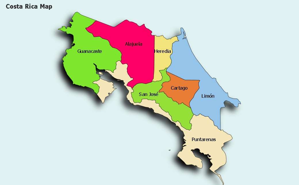 mapa Kostariky online puzzle