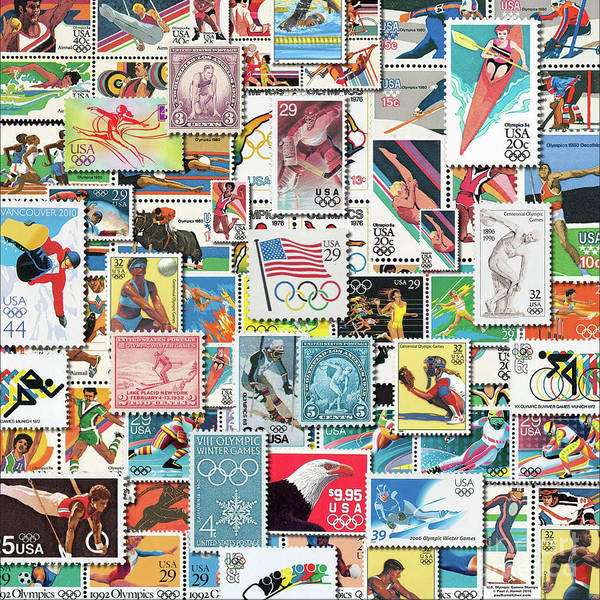 Eine Collage von Briefmarken Online-Puzzle vom Foto