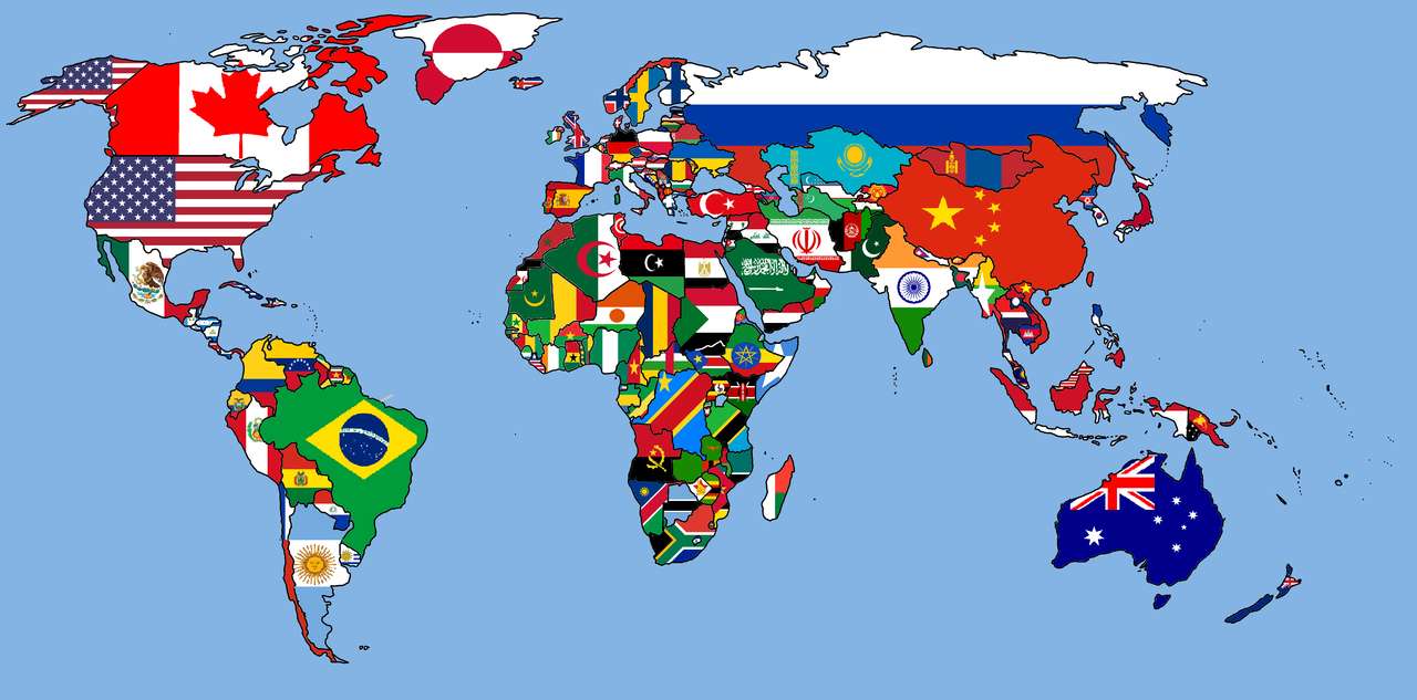 mapa da bandeira do mundo puzzle online a partir de fotografia