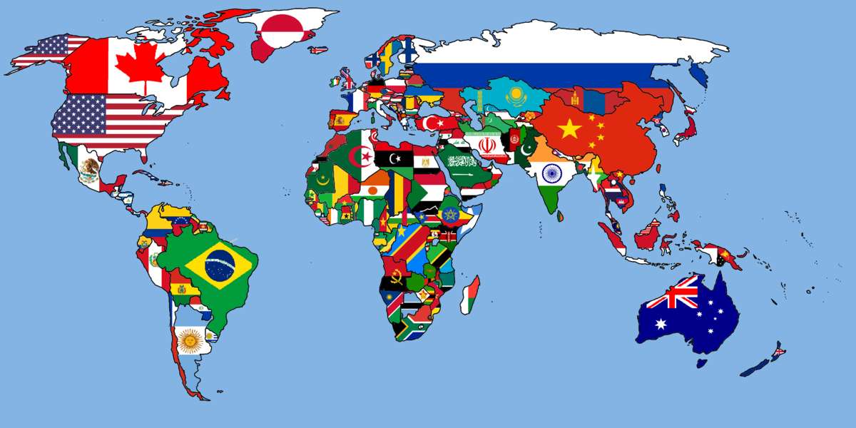 wereld vlag kaart puzzel online van foto