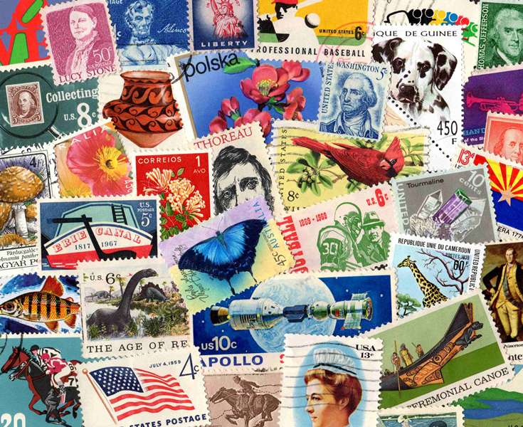 Collage von A-Briefmarken Online-Puzzle