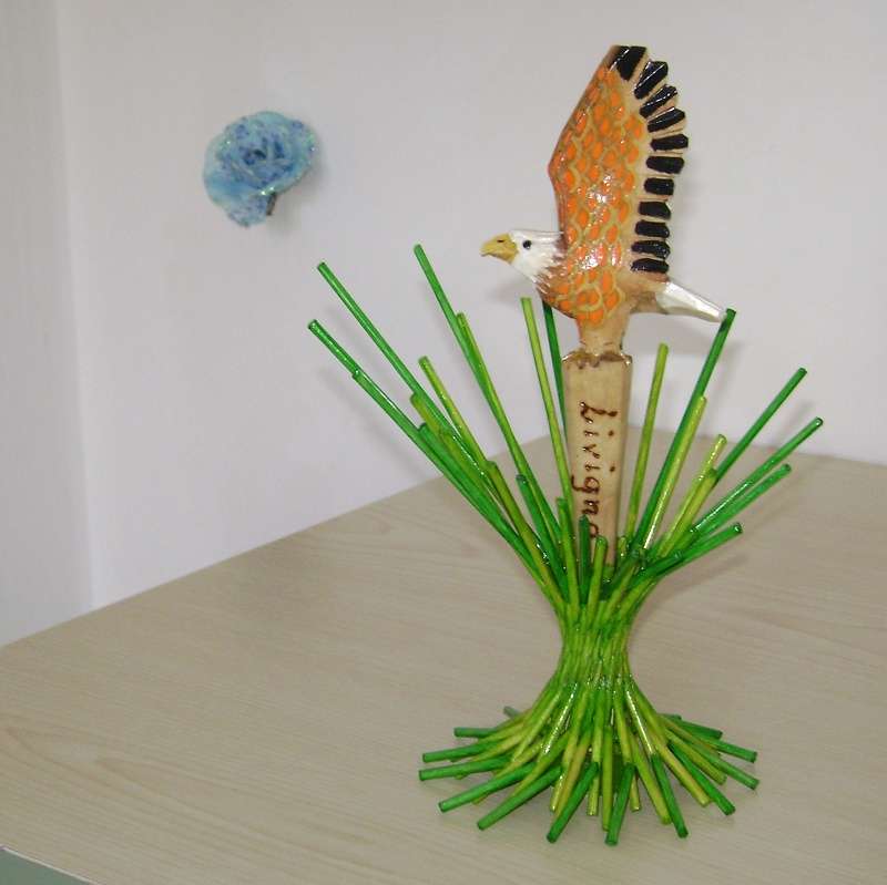 handmade pen holder with sticks puzzle online from photo