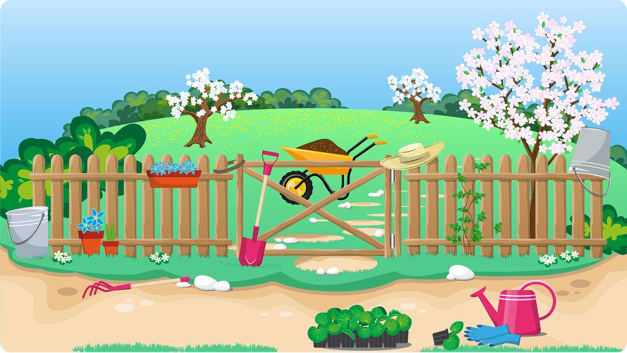 Spring garden puzzle online from photo