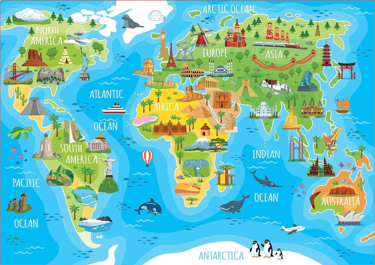 World map puzzle for kids puzzle online from photo