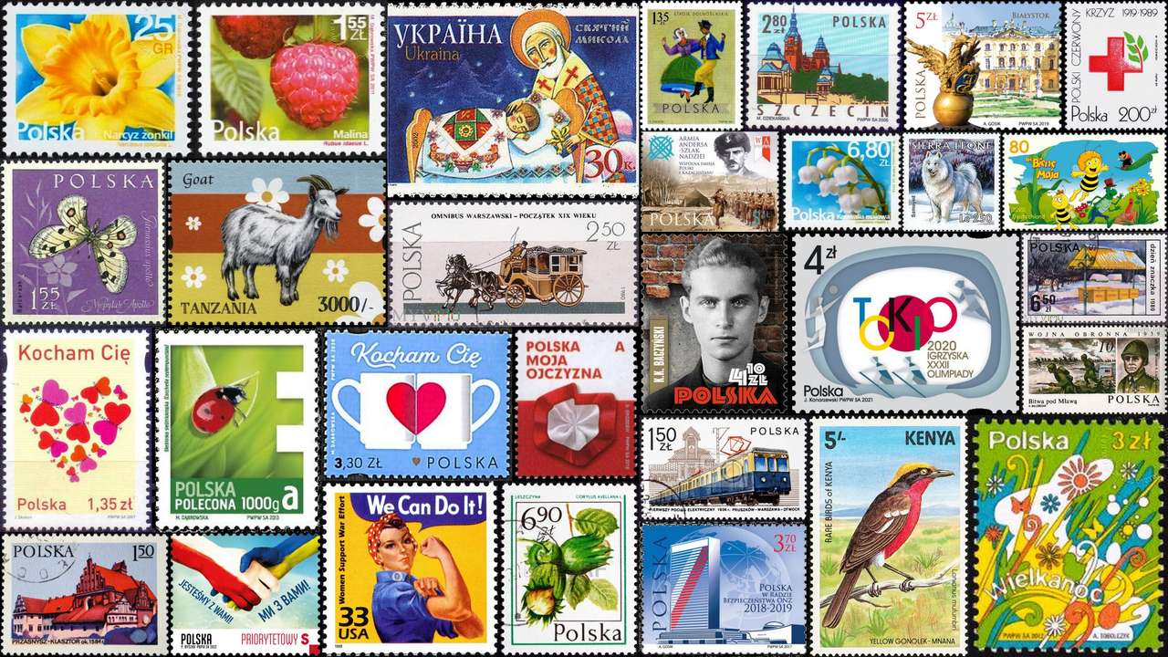Poštovní známky puzzle online z fotografie