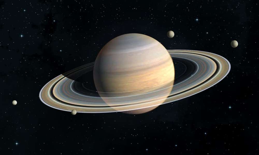 Saturn a satelity puzzle online z fotografie
