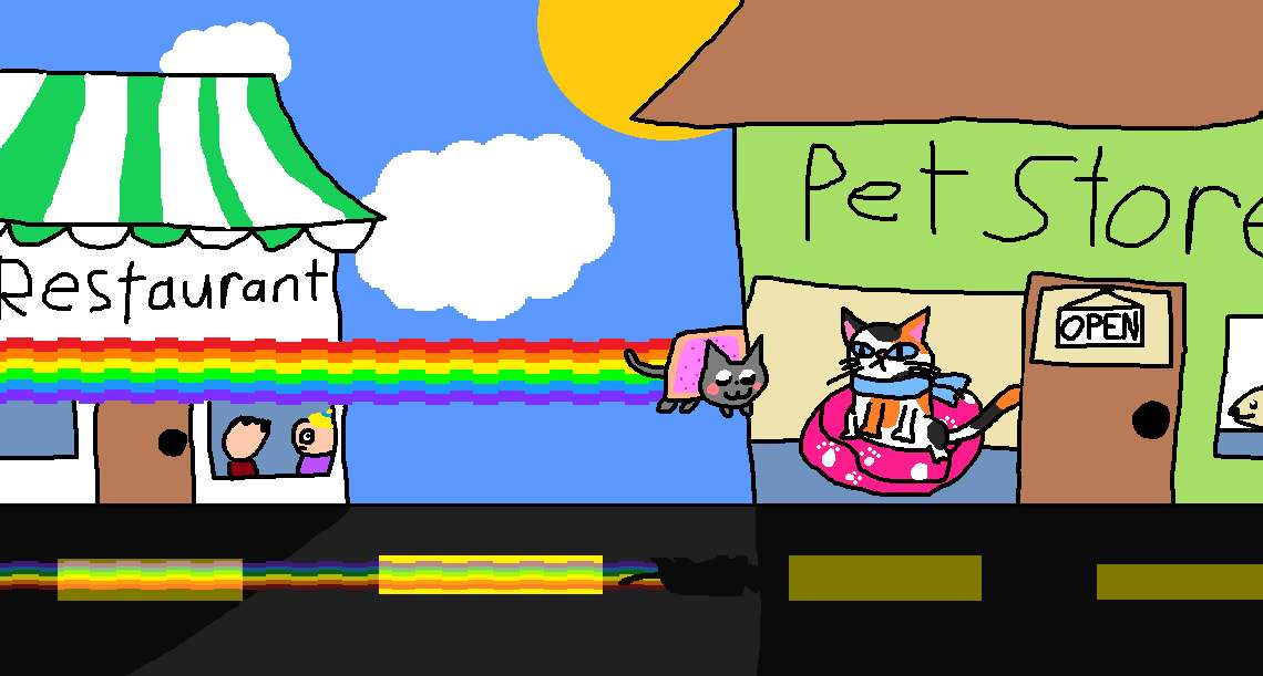 Nyan Cat (Pintura MS) puzzle online a partir de foto