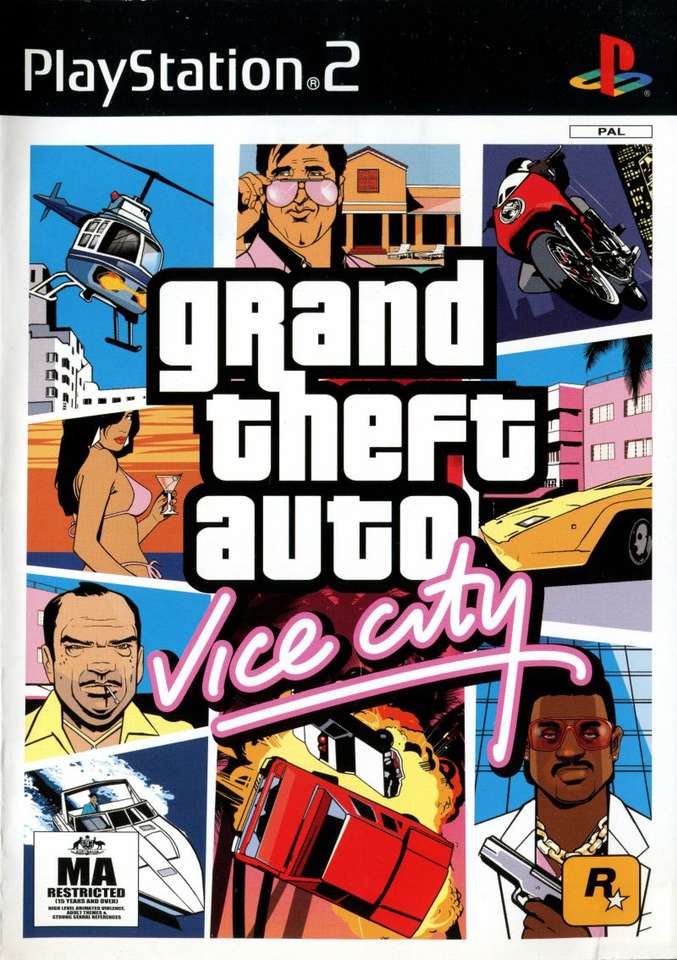 Grand Theft Auto : Vice City (illustration de la boîte) puzzle en ligne à partir d'une photo