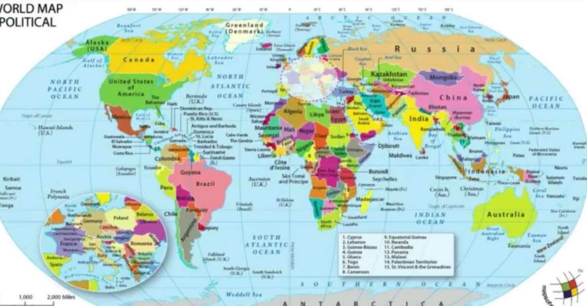 Map of The World puzzle online from photo