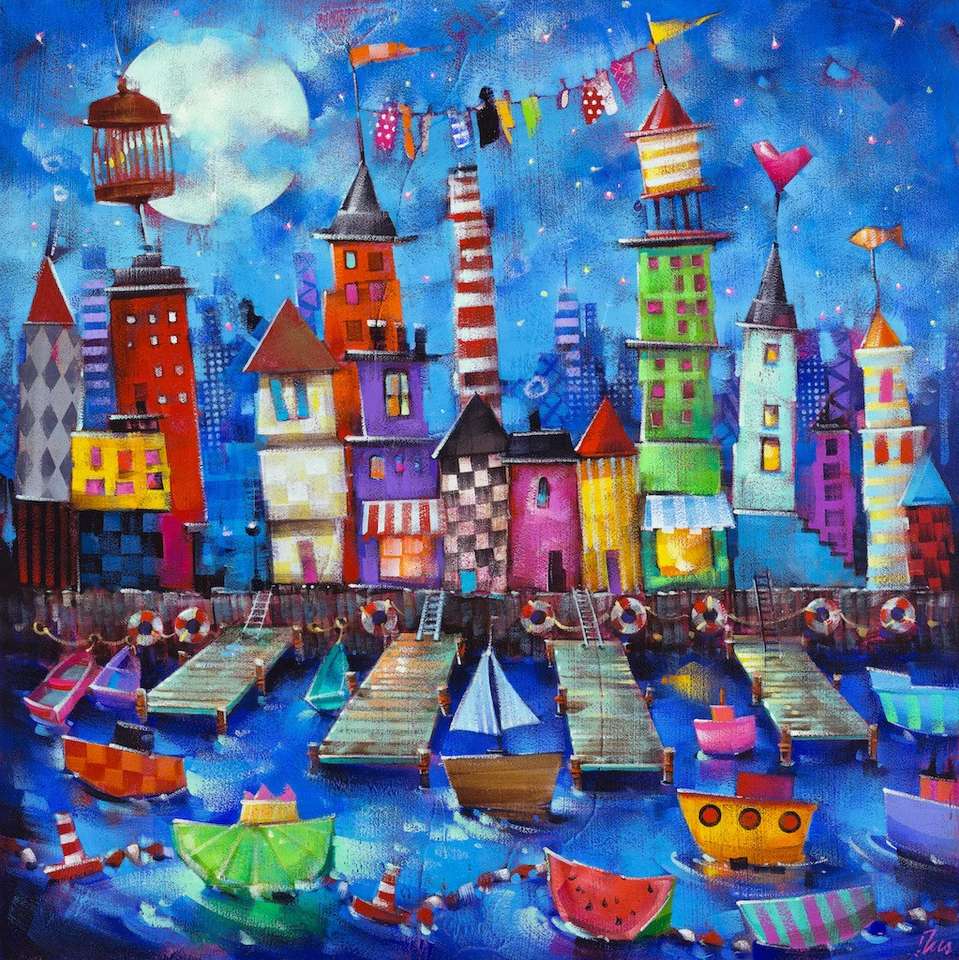 Cidade de trapos em azul puzzle online