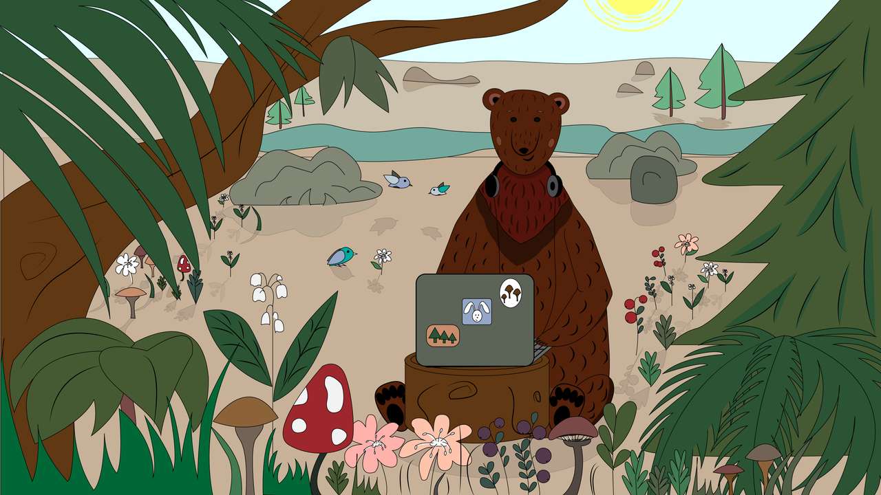 мечка в гората онлайн пъзел от снимка