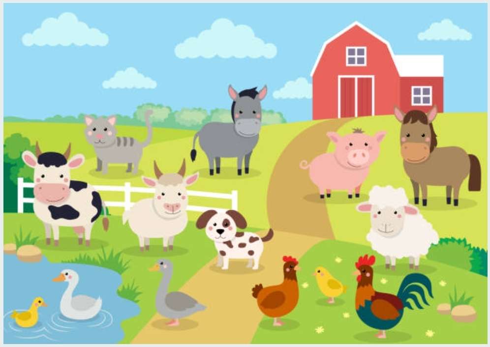 Farm animals puzzle online from photo