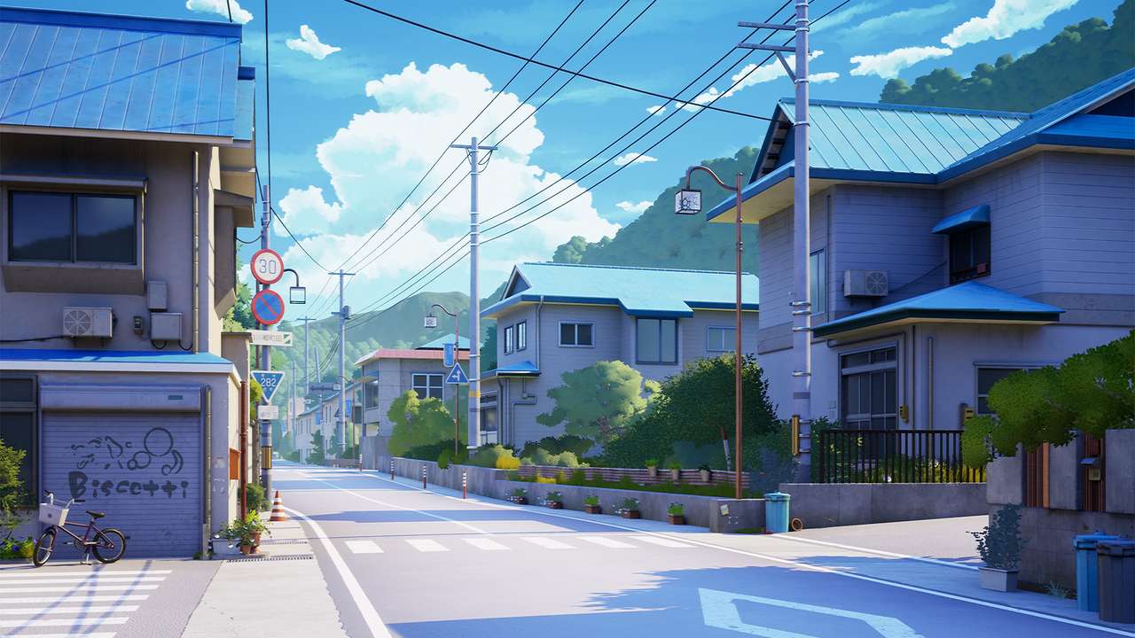 Мне нравятся эти анимированные японские улицы пазл из фотографии
