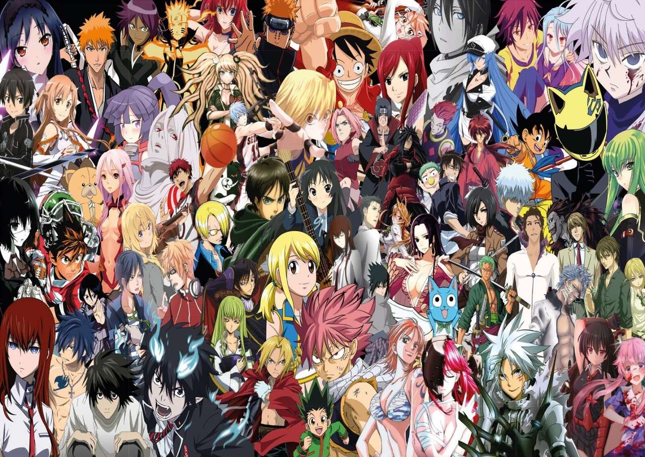 Collage van anime-personages online puzzel
