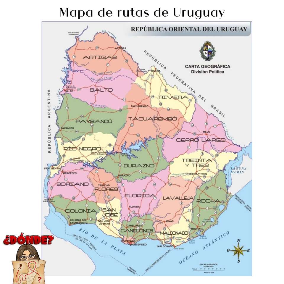 Routekaart van Uruguay online puzzel