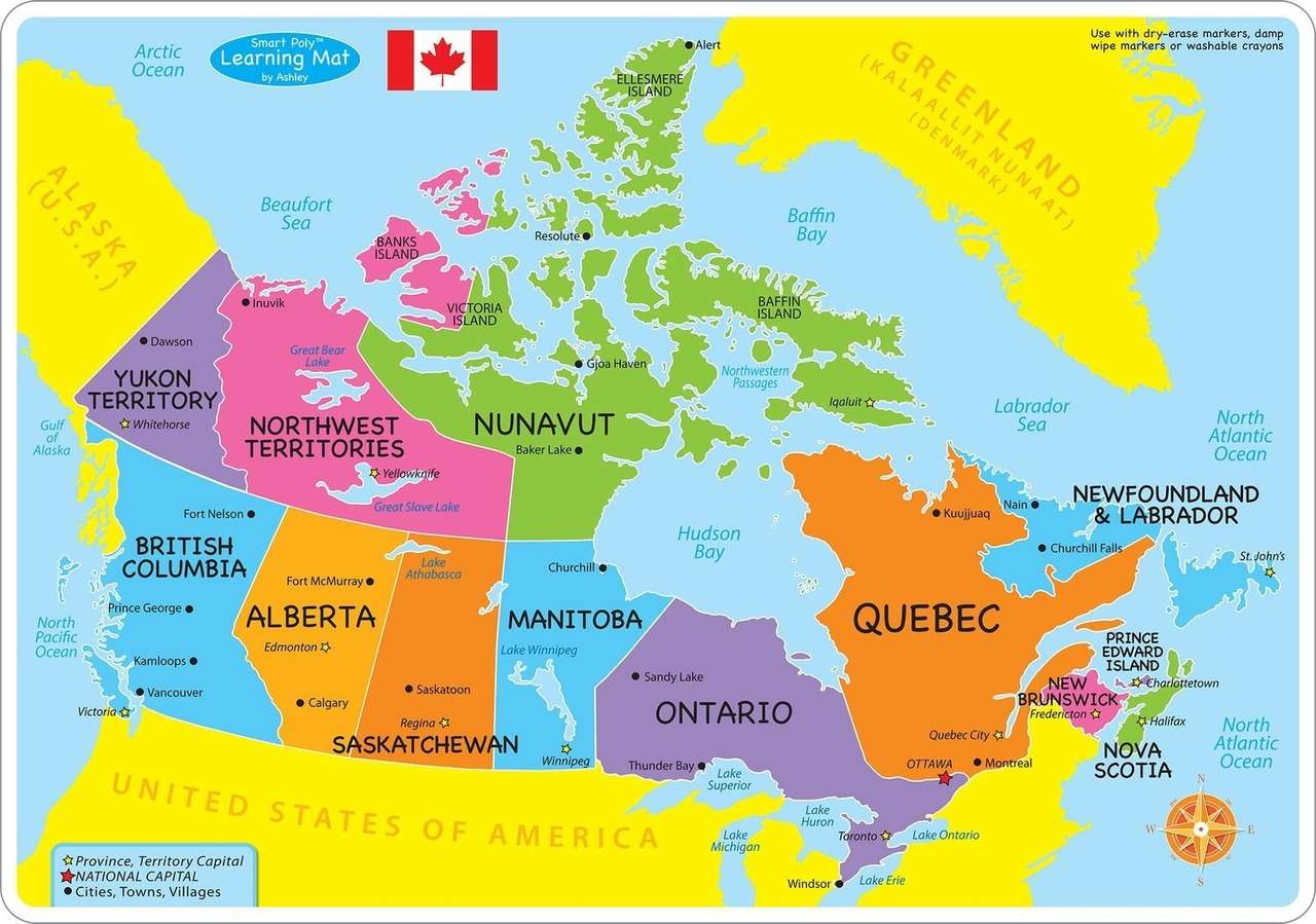 Mapa do Canadá puzzle online a partir de fotografia