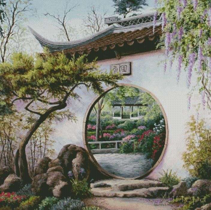 Čínská zahrada online puzzle