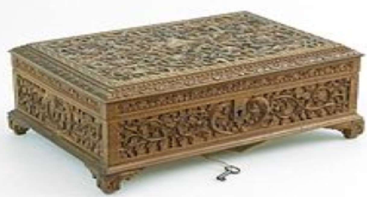 Casket with a finger puzzle online from photo