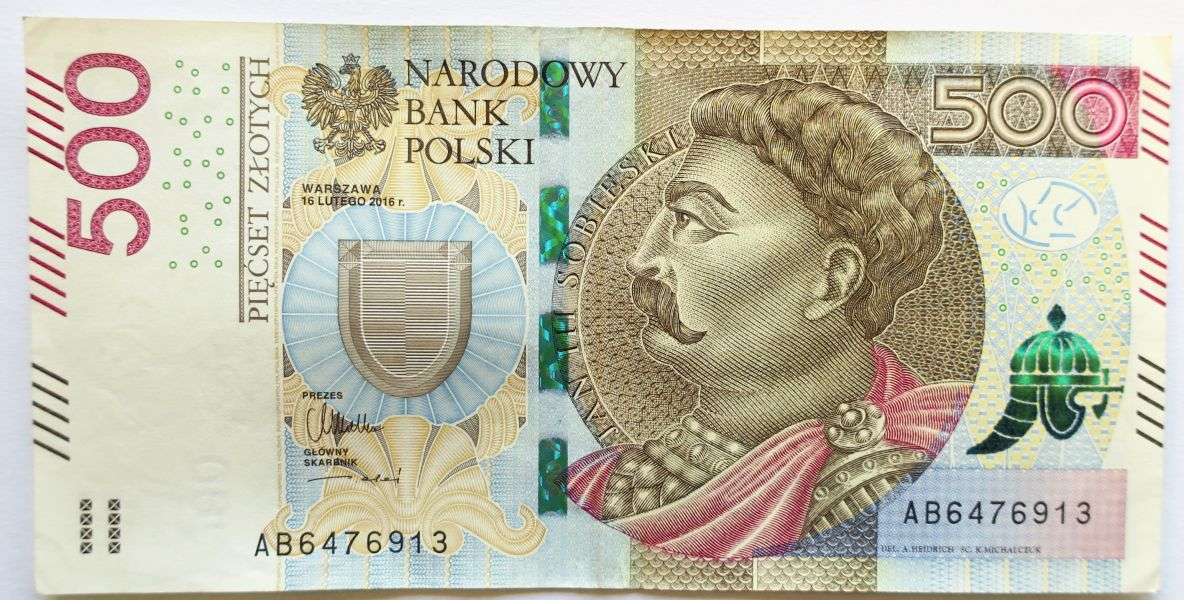 nota de banco 500 PLN puzzle online a partir de fotografia