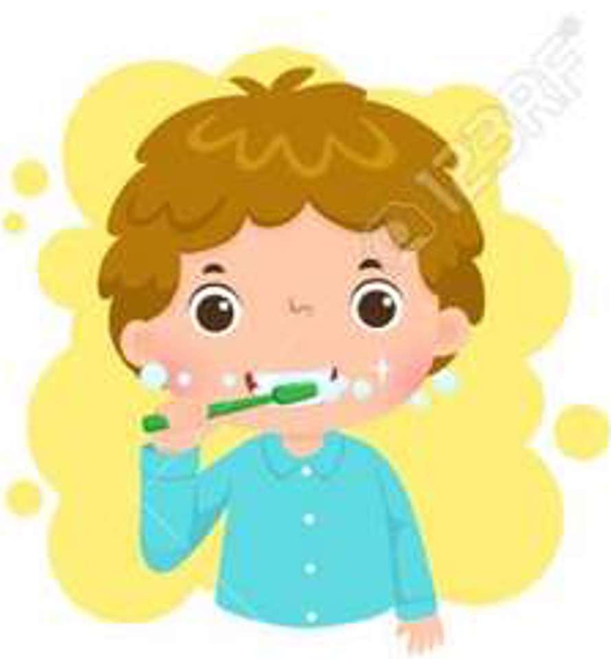 βουρτσίζω δόντια παζλ online από φωτογραφία