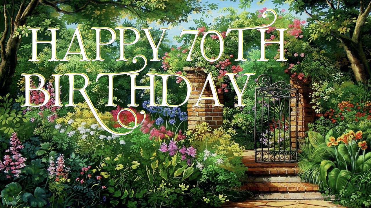 70-ия рожден ден Английски градински пъзел онлайн пъзел
