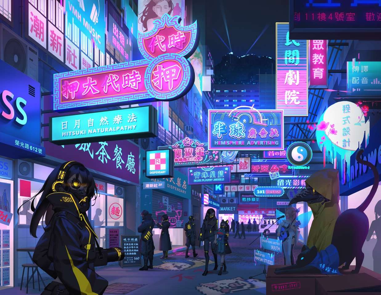 Neon city puzzle online from photo
