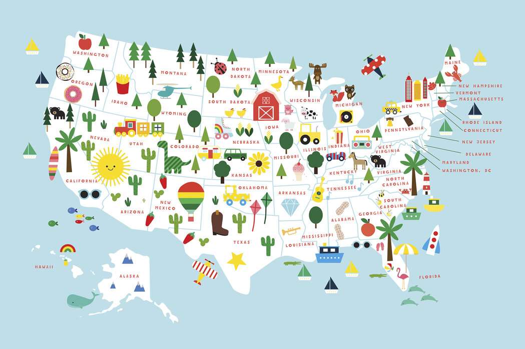 USA map symbols online puzzle
