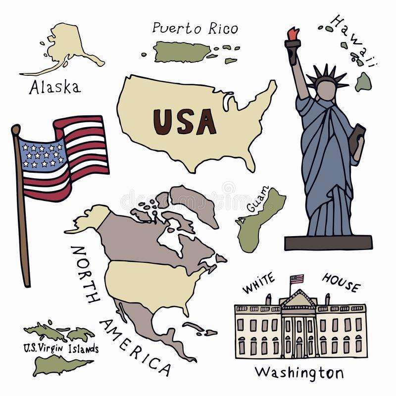 Карта със символи на САЩ онлайн пъзел от снимка
