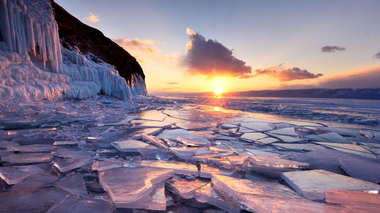 Πάγος και βουνά παζλ online από φωτογραφία