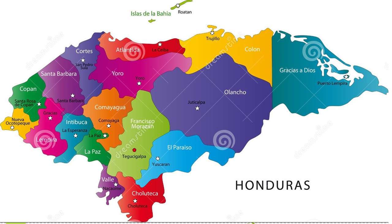Mapa Político de Honduras puzzle online a partir de fotografia