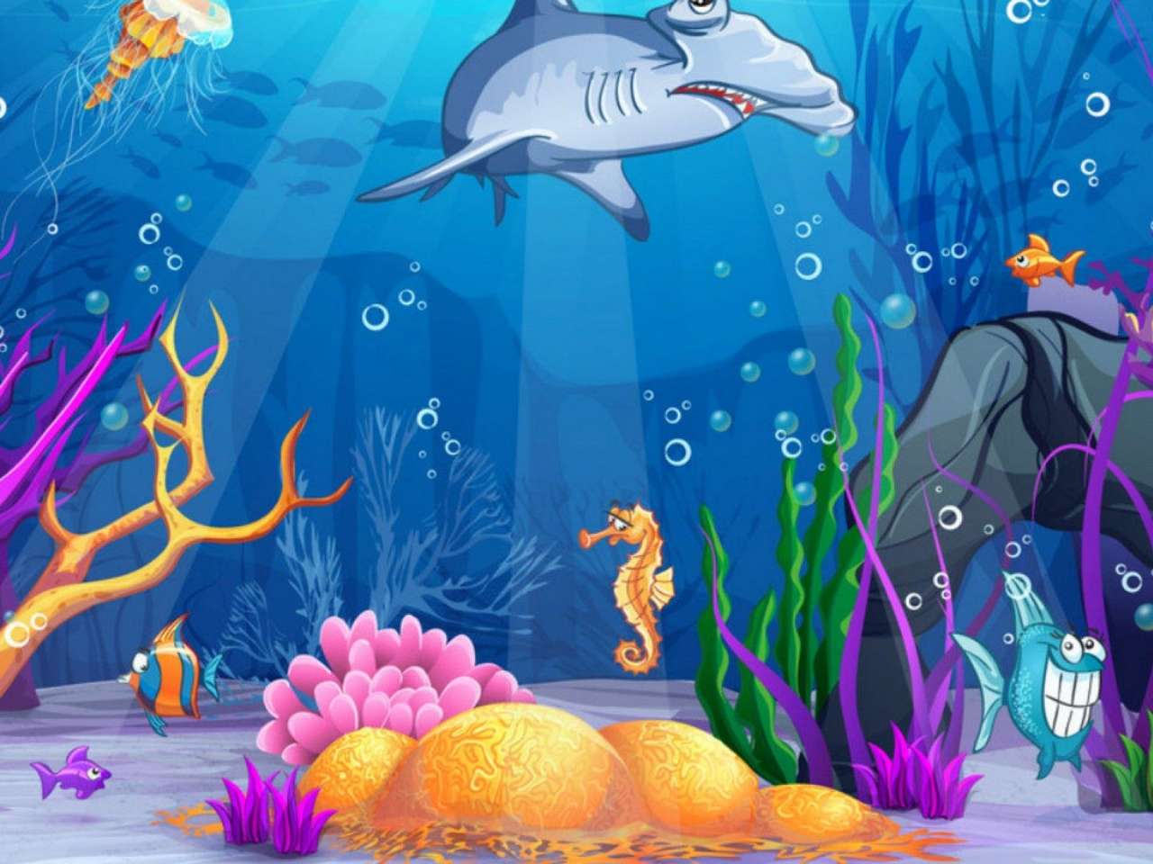 Ozean und Tiere Online-Puzzle