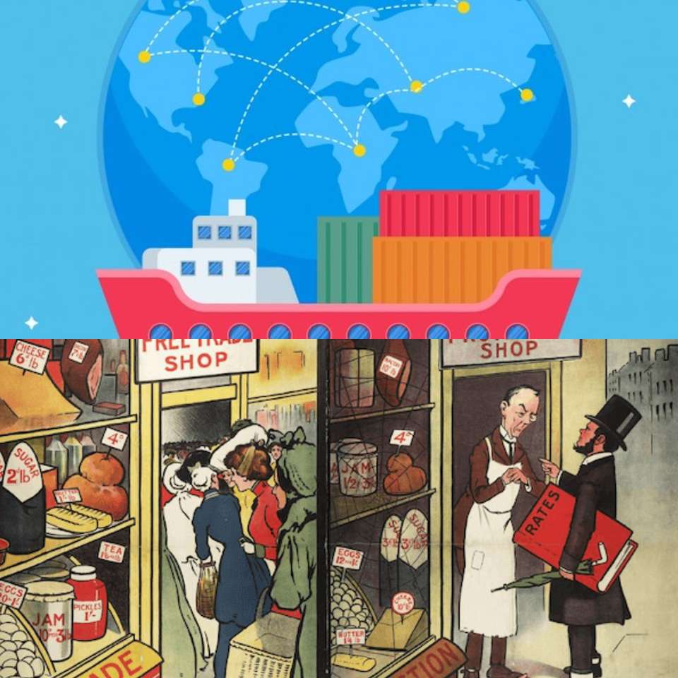 Free trade and protectionism puzzle online from photo