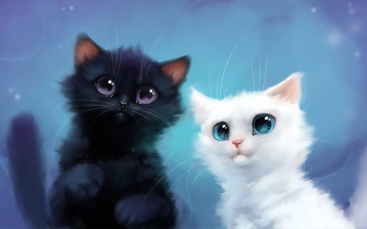 gato branco preto puzzle online a partir de fotografia