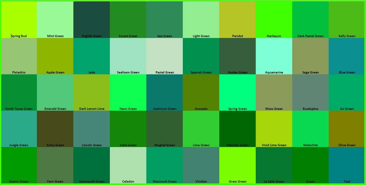 Tons de verde puzzle online a partir de fotografia