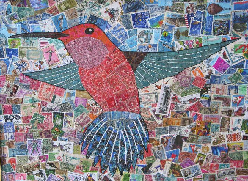 Hummingbird In Stamps puzzle online from photo