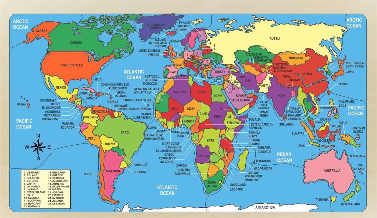 Mapa del mundo rompecabezas en línea