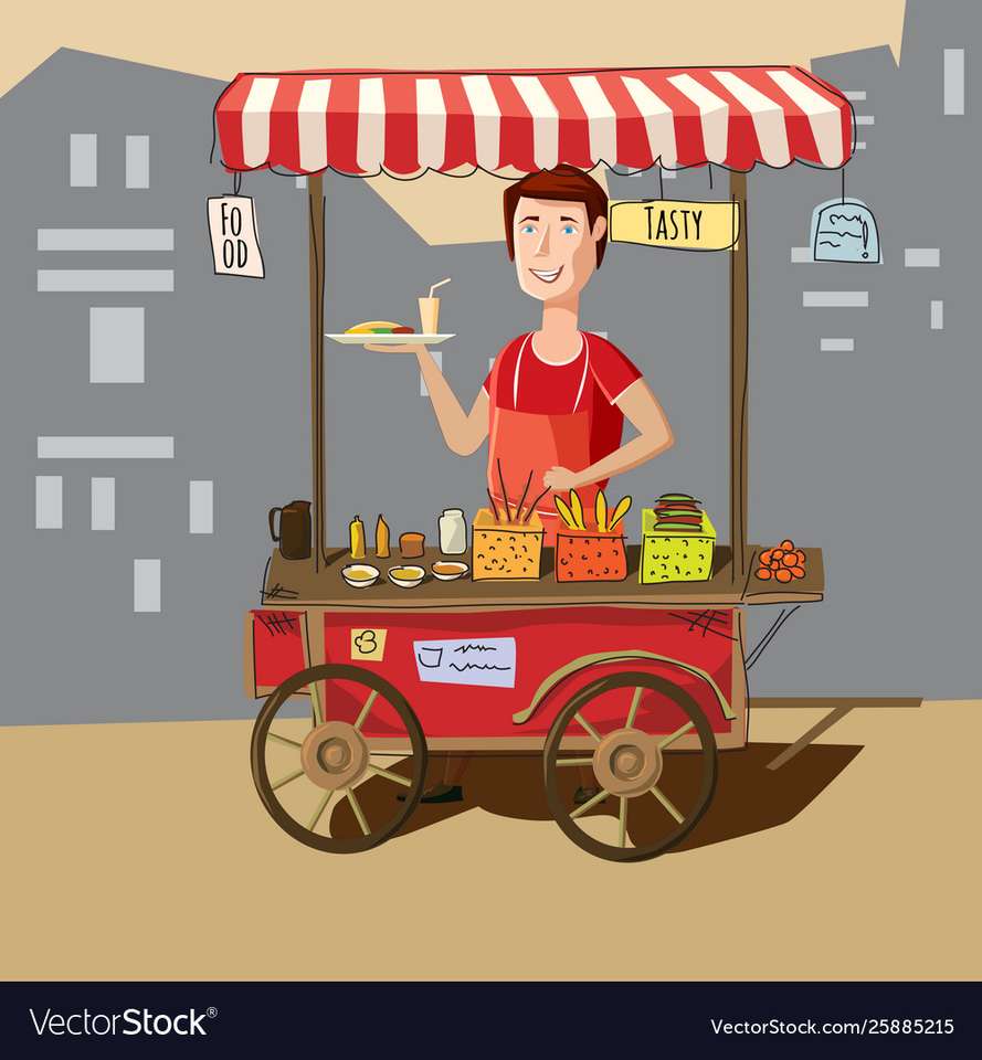élelmiszert árusító férfi online puzzle