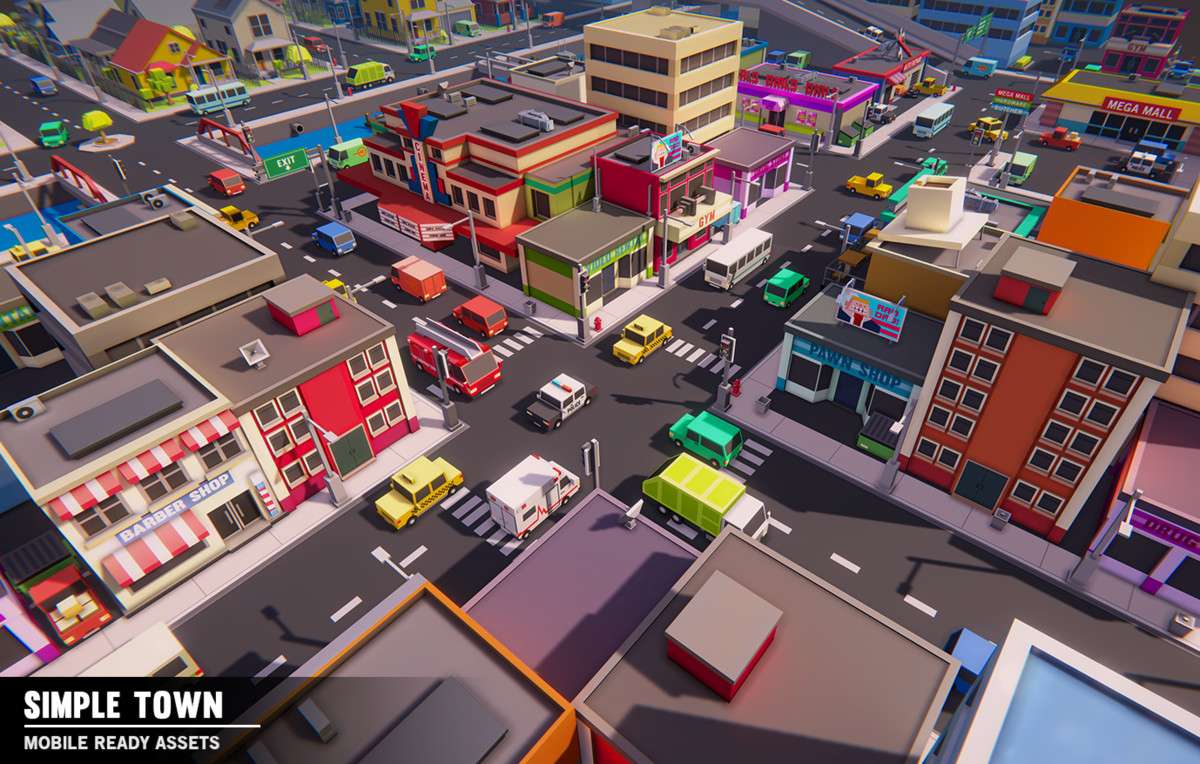 Eenvoudige stad online puzzel
