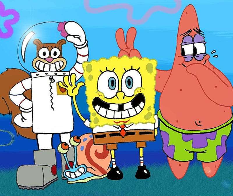 Spongebob și prietenii puzzle online din fotografie